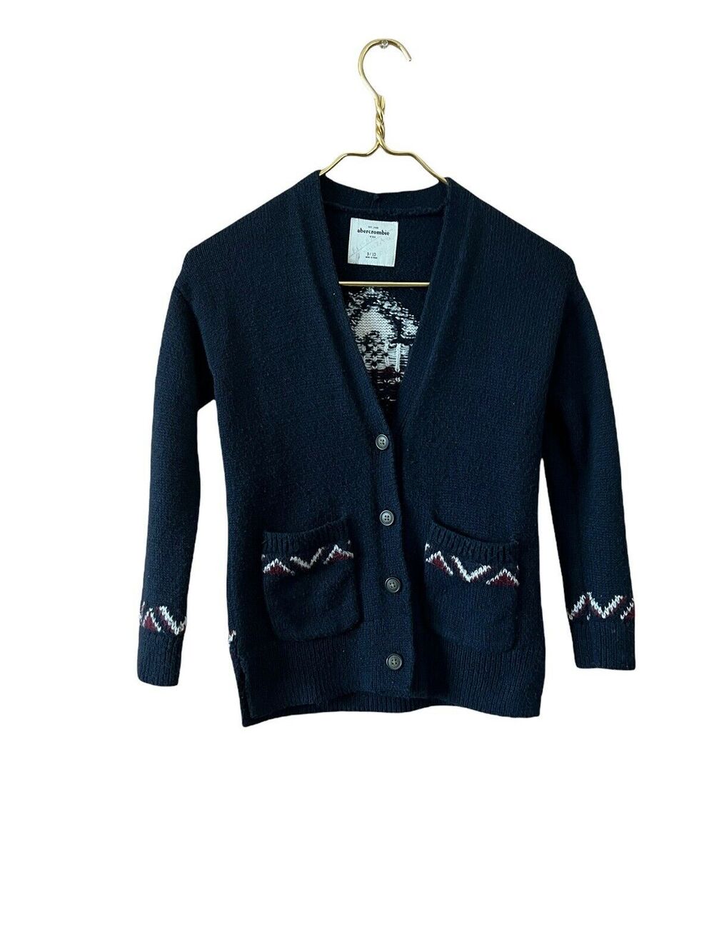 Abercrombie Kids Button Down navy blue Cardigan Sweater knit sz 9/10